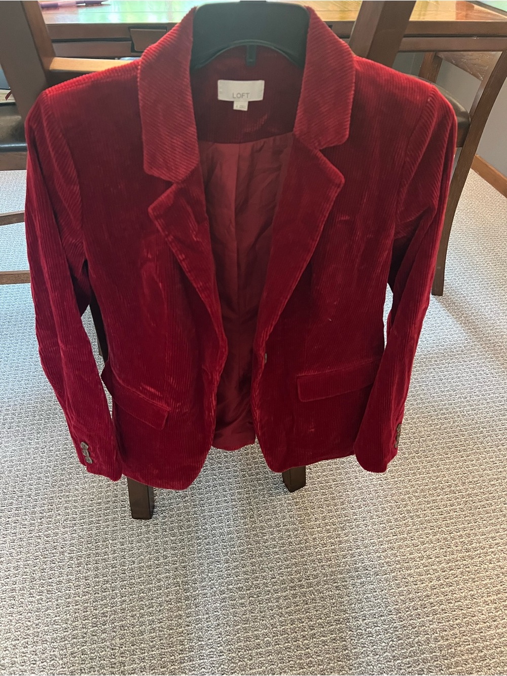 LOFT Women’s Red Solid Lined Button Blazer Jacket Long Sleeve Size 4 # 659
